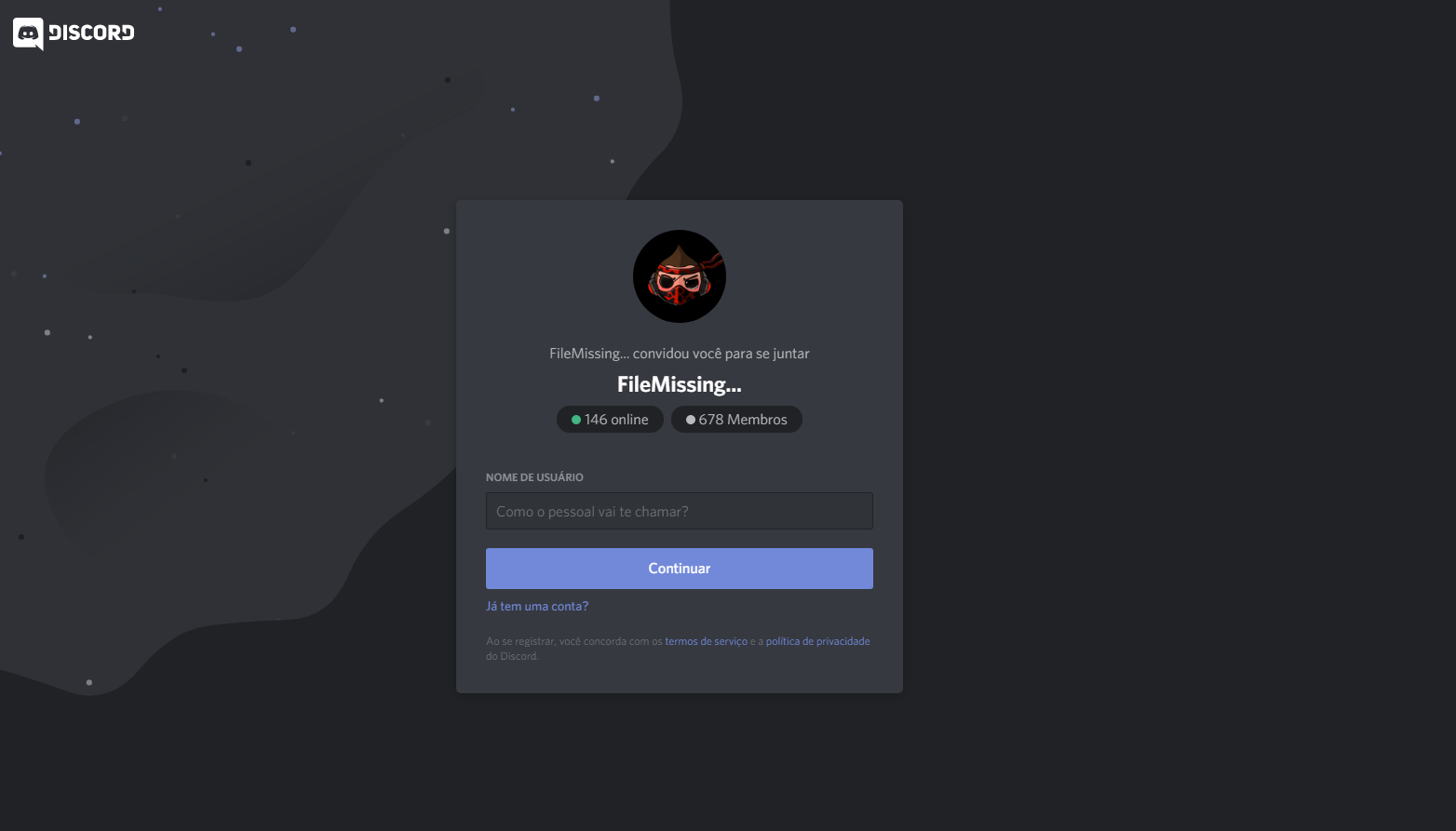 Servidor Discord público do FileMissing...