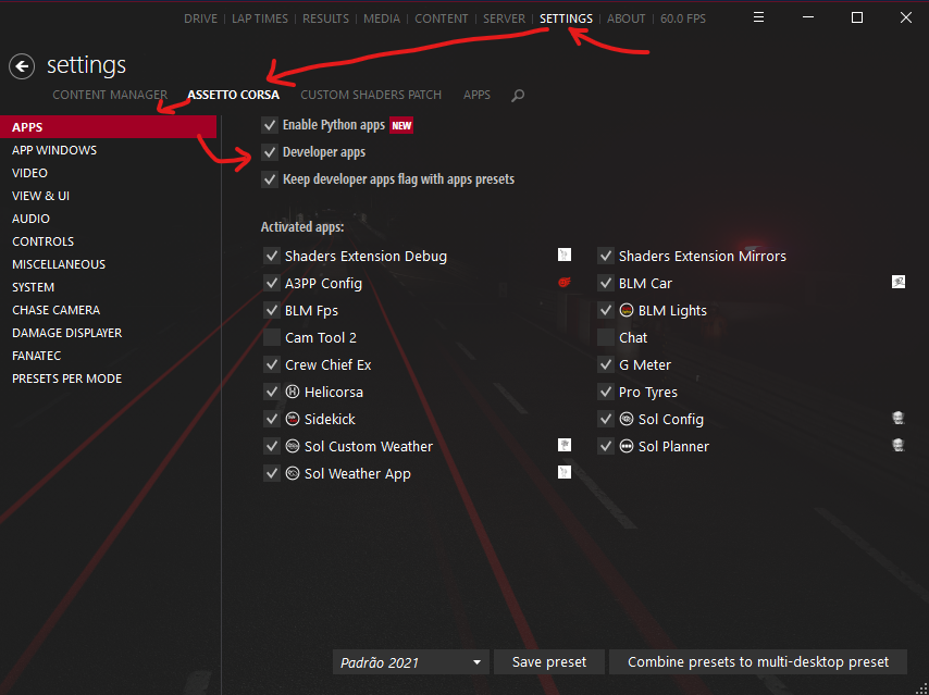 Ative também para o Assetto Corsa Baixe o Content Manager - https://acstuff.ru/app/
