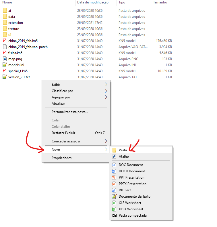 Criando uma nova pasta Windows Explorer (Windows 10)